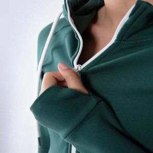 Solid Casual Streetwear Women's Clothing Plus Size Hoodies Sweatshirts Zipper Long Sleeve Slim Fit OEM Service Breathable Hoodie - Product Image 3