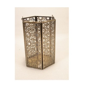 Metal & Glass Hanging Lantern Black Color <b>Candle</b> Decoration - Product Image 4