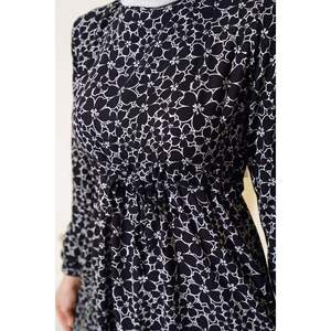 Robe Tunnel Taille Motif Floral Noir - Product Image 1