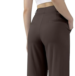 Pantalones de Vestir Casuales de Negocios para Mujer, de Pierna Ancha, Corte Recto, con Bolsillos, Venta al por Mayor Directa de Fábrica - Product Image 1
