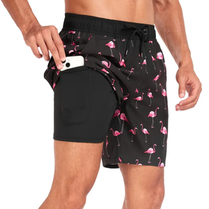 Pantalones cortos de playa de secado rápido para hombre con ajuste cómodo Diseño de impresión digital Patrón sólido Ropa transpirable informal de verano con bolsillos - Product Image 4