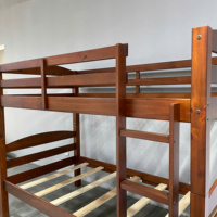 Lit superposé personnalisable en bois de pin aux couleurs chocolat et expresso pour chambre à coucher ou auberge de jeunesse