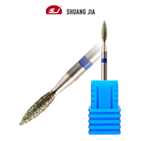 SHUANGJIA Machine à manucure de haute qualité en forme de flamme toutes tailles, fraises à ongles en diamant moyen russes, outil professionnel pour les ongles