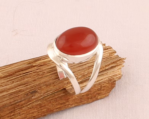 Anillo de doble banda de Plata de Ley 925 sólida hecho a mano, piedra preciosa ovalada de ónix rojo Natural, Banda cristiana de dos capas elegante para hombres/mujeres - Product Image 3