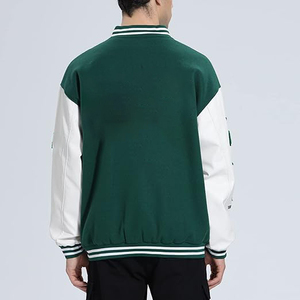 OEM Breathable <b>Men's</b> Solid Color Leather Sleeves Varsity <b>Jacket</b> Hot Sale Blank Baseball Letterman <b>Men's</b> <b>Jackets</b> for Sale 2025 - Product Image 2