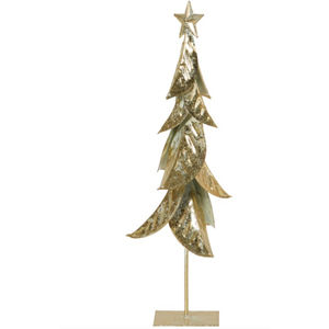 Decoración moderna de escultura de árbol de Navidad de Metal dorado con acabado brillante y adorno de estrella para Decoración de mesa accesorio de Navidad - Product Image 1