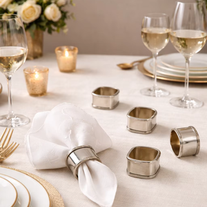 <b>Stainless</b> <b>steel</b> napkin rings Silver plated napkin rings Polished metal napkin holder Modern metal <b>table</b> accessories - Product Image 2