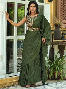 Haute demande Designer Fantaisie Tendance Chinon Séquence Travail Saree Blouse Bonne qualité pour adultes Exportés dans le monde entier - Product Image 2