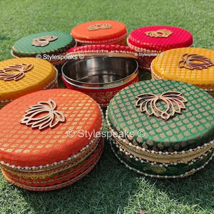 Stainless Steel Ladoo <b>Gift</b> Box for Festive Lhori Makar Sankranti Tradition for Wedding Mehandi Haldi New Year Celebrations - Product Image 1