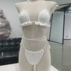 Nouveau produit en crochet personnalisé 100% Coton Écologique, Robe de plage style bikini à col en V, Maillot de bain tube mode avec logo frontal et design de taille, pour séance photo - Product Image 5