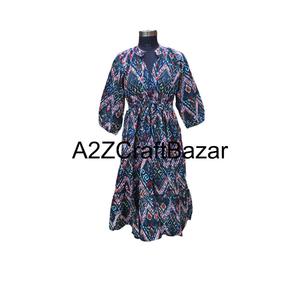 Robe midi en coton naturel Himanshi à fleurs pour femmes, tissu respirant, coupe ample confortable, vêtements décontractés d'été - Product Image 1