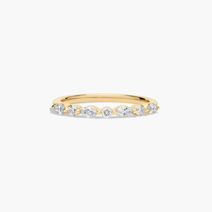 Elegante anillo de diamantes de moissanita de inspiración vintage, piedras con forma de marquesa de corte dorado de 10K, estilo bonito para regalo de fiesta de boda para mujer - Product Image 1