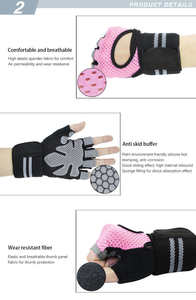 Personalizado hecho de cuero medio dedo levantamiento de pesas gimnasio Biker guantes Unisex venta al por mayor precio bajo mejor calidad - Product Image 5