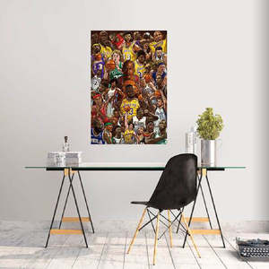 Póster de Baloncesto de Superestrellas con M. Jordan, L. James y K. Bryant, Diseño Moderno en Lienzo para Pared - Product Image 1