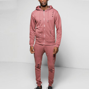 <b>Top</b> Arrival High Quality Cotton Material Made Distressed Tracksuit Screen Printed Polyester Fabric Faded <b>Sweat</b> Suit - Product Image 1