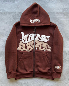 2024 nouveau sweat à capuche zippé pour hommes à la mode personnalisé bouffée imprimé coton lourd pour l'hiver - Product Image 6