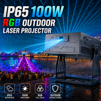 Proyector Láser RGB Profesional de 100W, Equipo de Espectáculo Láser para Exteriores IP65, para Edificios Emblemáticos y Parques Temáticos
