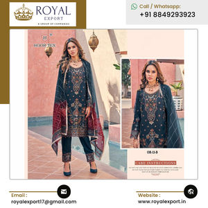 Robe en faux organza de qualité supérieure avec broderie de la collection de costumes pakistanais de l'exportateur mondial - Product Image 3