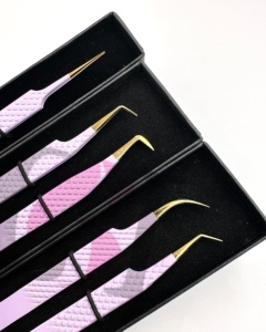 Pince à épiler papillon GETUP BROSONS IMPEX 90 à 45 degrés en acier inoxydable avec revêtement poudré lilas, durable et isolante - Product Image 6