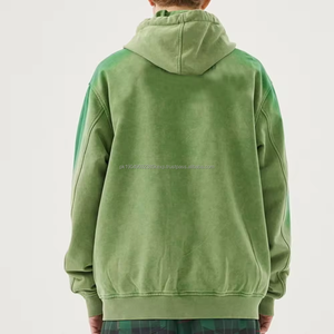 Sweat-shirt streetwear personnalisé délavé au soleil, épaules tombantes, lourd, surdimensionné, à fermeture éclair, broderie de patch, unisexe - Product Image 4