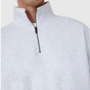 Sweat-shirt polaire à col montant pour homme Pull quart zippé Coupe ample Épaule tombante Manches longues Coupe-vent Respirant Logo personnalisé - Product Image 6