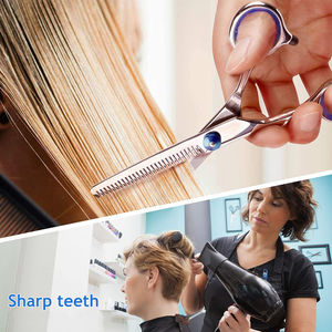 Kit de ciseaux à effiler professionnels en acier inoxydable pour la coupe de cheveux, pour usage par les barbiers - Product Image 4