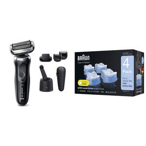 Afeitadora Eléctrica Recargable para Hombre, Impermeable, Afeitado en Seco y Húmedo, Recortadora de Barba IPX7, Cartuchos de Repuesto Alemanes, Paquete de 1 - Product Image 1