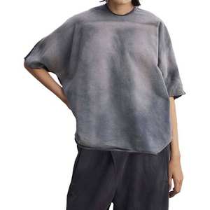 Camiseta de Algodón 100% para Hombre, de Primera Calidad, Hecha a Medida, con Lavado Ácido, Degradado, Estilo Desgastado, Talla Grande - Product Image 3