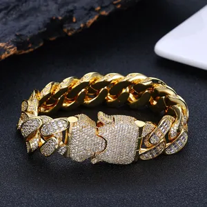 Premium European American Hip Hop <b>Men</b> <b>Bracelet</b> 18mm Three Row T-Square Zircon Cuban <b>Chain</b> Geometric Trend - Product Image 6