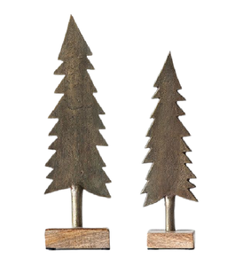 Festive Arrivée Métal fantaisie Arbre De Noël fait à la main Avec Base En Bois De Noël 2024 Table Top Table Décor - Product Image 2