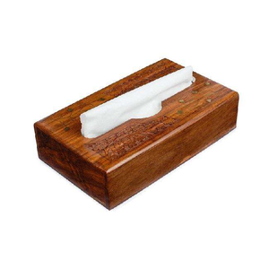 Boîte à mouchoirs/porte-mouchoirs en bois de manguier écologique classique de qualité supérieure, sculpture à la main, SANIYA HANDICRAFT SH-2939, pour accessoires de bureau - Product Image 4