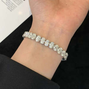 15tcw Oval Lab Grown Diamond Tennis Bracelet in <b>Solid</b> White <b>Gold</b> DEF VVSVS IGI Certified Wedding Elegant Stylish for Women - Product Image 4