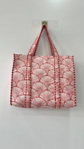 Bolso de mano acolchado de algodón hecho a mano indio, almacenamiento personalizado de estilo sólido, estampado de bloque de mano abierto, regalo de moda personalizado para mujer - Product Image 2