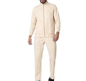 ชุดวอร์มผ้าฝ้าย100% สำหรับผู้ชายมาใหม่2026ชุดวอร์มคอตั้งมีซิปเต็มตัวคอปกตั้งชุดกีฬาและชุดออกกำลังกายสำหรับผู้ชาย - Product Image 1