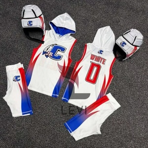 Uniforme de football 7 sur 7 personnalisé avec nom et logo de l'équipe, position, uniforme en maille polyester respirante pour hommes avec casque - Product Image 2