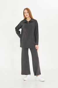 Conjunto de Dos Piezas de Punto para Mujer, Conjunto de Suéter Holgado de Cuello Alto y Pantalones de Alta Calidad, Tejido Suave - Product Image 2