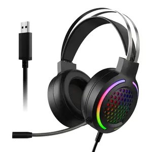 Bajeal G12 Wired RGB אוזניות usb7.1 קול בס מבטל רעשים משחקי אוזניות רטט צבעוני זוהר אוזניות