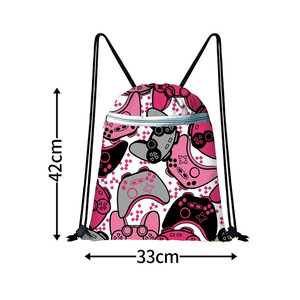 <b>Cartoon</b> Print Drawstring <b>Backpack</b> Oxford Cloth Storage Bag with Cotton Lining - Product Image 5