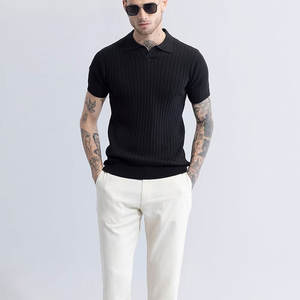 เสื้อกีฬาผ้าคอตตอนแขนครึ่งเข้ารูปสำหรับผู้ชายเสื้อโปโลลายตัวอักษรสำหรับนักกีฬาแฟชั่นฤดูร้อน - Product Image 3