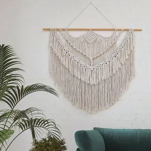 2023 INS Patrón beige Decoración para el hogar Tapiz Boho hecho a mano Fondo de pared macramé colgante de pared