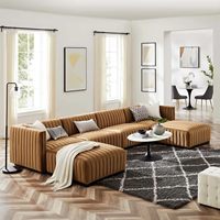 Ensemble de canapé sectionnel rond moderne 6 pièces personnalisé Chaise double avec tissu noir et blanc pour la maison Meubles de salon