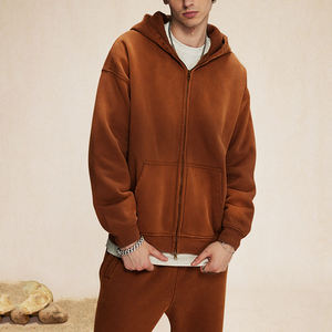 Sudaderas con capucha para hombre con logotipo personalizado 100% algodón lavado con ácido Sun Fade Sudadera con capucha y cremallera jersey de gran tamaño Sudadera con capucha de peso pesado para hombre - Product Image 1