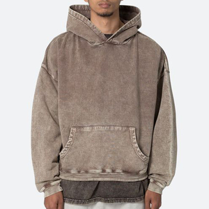 Kangaroo Pocket Hoodie Vintage Mens Pullover Oversized Acid Wash Hoodie Heavyweight Hoodies - Product Image 2