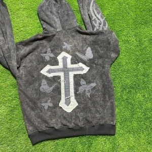 Sudadera con capucha de lavado ácido de peso pesado personalizada con diseño de logotipo de parche bordado 100% algodón tela térmica sostenible bolsillo de suministro ODM - Product Image 3