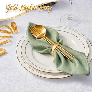 Ensemble d'anneaux de serviette en aluminium doré mat moderne, vente en gros, anneaux de serviette de table en métal décoratifs en demi-cercle pour les mariages et les événements - Product Image 3