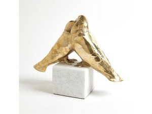 รูปปั้นประดับโต๊ะอาหารสีขาวรูปนกเลิฟเบิร์ดสีทองหรูหราสำหรับบ้านสำนักงานงานแต่งงานของขวัญงานจัดแสดงฐานสีขาว - Product Image 5