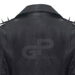 Vestes en cuir pour hommes Vêtements d'extérieur pour hommes Couleur unie Sports de plein air Veste en cuir à vendre - Product Image 6