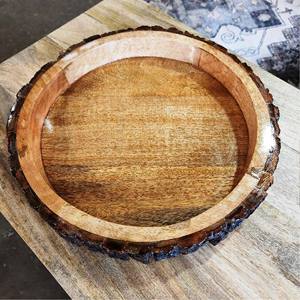 Bol d'écorce d'arbre plateau de service produit de vente chaude bol décoratif en bois de manguier avec écorce d'arbre fabriqué en Inde - Product Image 6