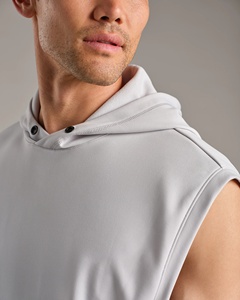 เสื้อมีฮู้ดแขนกุดสำหรับผู้ชายเสื้อผ้าออกกำลังกายระบายอากาศได้ดีปักโลโก้แบบลำลองสำหรับฤดูหนาว - Product Image 3