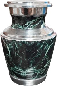 Urna de cremación para cenizas humanas Urna funeraria de metal con acabado personalizado con bolsa de terciopelo (recuerdo verde) - Product Image 3